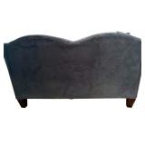 LL - Bauhaus Navy Blue Suede Loveseat with Cushions