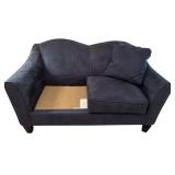 LL - Bauhaus Navy Blue Suede Loveseat with Cushions