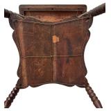 LL - Antique Wooden Side Table with Turned Legs and Lower Shelf