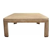 LL - Square Cream Colored Contemporary Coffee Table with Beveled Edge