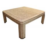 LL - Square Cream Colored Contemporary Coffee Table with Beveled Edge