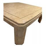 LL - Square Cream Colored Contemporary Coffee Table with Beveled Edge