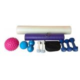 LL - Exercise Equipment Lot with Weight Bench, Yoga Mats, Dumbbells, and Balls