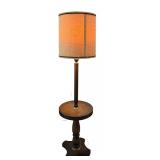 LL - Vintage 59.5 Inch Floor Lamp with Dark Wood and Built-In Table