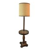 LL - Vintage 59.5 Inch Floor Lamp with Dark Wood and Built-In Table