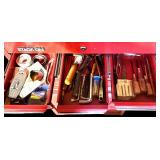 LL Vintage Stack-On Red Tool Chest with Assorted Hand Tools and Drawers