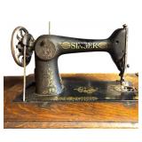 S - Vintage Singer Sewing Machine with Oak Treadle Table