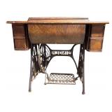 S - Vintage Singer Sewing Machine with Oak Treadle Table