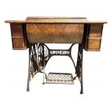 S - Vintage Singer Sewing Machine with Oak Treadle Table