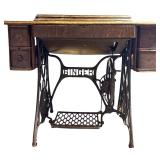 S - Vintage Singer Sewing Machine with Oak Treadle Table
