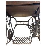 S - Vintage Singer Sewing Machine with Oak Treadle Table
