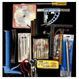 S - Lot of Assorted Hand Tools Including Clamps, Hammer, Caulking Gun, and Measuring Tools