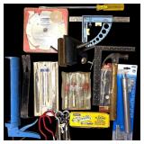 S - Lot of Assorted Hand Tools Including Clamps, Hammer, Caulking Gun, and Measuring Tools