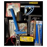 S - Lot of Assorted Hand Tools Including Clamps, Hammer, Caulking Gun, and Measuring Tools