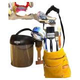 S - Lot of Hand Tools with Sander, Saw, Roller, Brushes, Face Shield, and Accessories