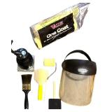 S - Lot of Hand Tools with Sander, Saw, Roller, Brushes, Face Shield, and Accessories