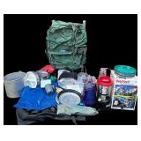 G - Vintage Camping Gear Set with Backpack, Cookware, Thermos, and Accessories