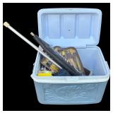 G - Vintage Fishing Equipment Collection with Cooler, Trailmaster Rods, Net, and Accessories