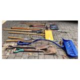 G - Collection of Outdoor Tools including Rakes, Shovels, Hoe and More