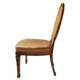 Set of 6 Vintage Cane Back Dining Chairs with Upholstered Seats