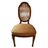 Set of 6 Vintage Cane Back Dining Chairs with Upholstered Seats