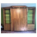 U - Vintage Murphy Bed Wall Unit with Built-In Lighting and Display Shelves