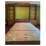 U - Vintage Murphy Bed Wall Unit with Built-In Lighting and Display Shelves