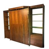 U - Vintage Murphy Bed Wall Unit with Built-In Lighting and Display Shelves