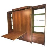 U - Vintage Murphy Bed Wall Unit with Built-In Lighting and Display Shelves
