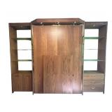 U - Vintage Murphy Bed Wall Unit with Built-In Lighting and Display Shelves