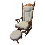 FR - Vintage Upholstered Rocking Chair with Coordinating Ottoman