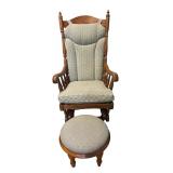 FR - Vintage Upholstered Rocking Chair with Coordinating Ottoman