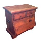U - Vintage Wooden Accent Table / Nightstand with 2 Drawers and Lift Front Compartment