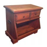 U - Vintage Wooden Accent Table / Nightstand with 2 Drawers and Lift Front Compartment