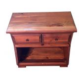 U - Vintage Wooden Accent Table / Nightstand with 2 Drawers and Lift Front Compartment