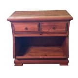 U - Vintage Wooden Accent Table / Nightstand with 2 Drawers and Lift Front Compartment