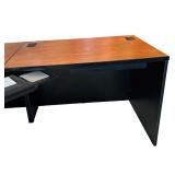LL - Large L-Shaped Office Desk with Cherry Finish Top and Black Base