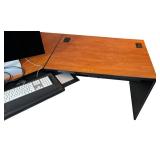 LL - Large L-Shaped Office Desk with Cherry Finish Top and Black Base