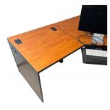 LL - Large L-Shaped Office Desk with Cherry Finish Top and Black Base