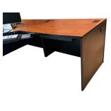 LL - Large L-Shaped Office Desk with Cherry Finish Top and Black Base