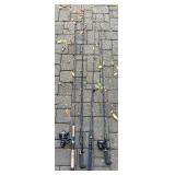 G - Set of 4 Fishing Rods and Reels Including Daiwa, Lew