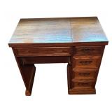 U - Vintage Viking Husqvarna Sewing Machine with Expandable Oak Sewing Table