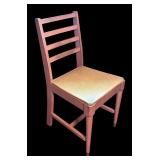 U - Vintage Wood Chair with Padded Vinyl Seat