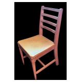 U - Vintage Wood Chair with Padded Vinyl Seat