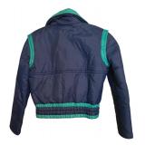 U - Vintage Rosalie Blue and Green Puffer Jacket with Elastic Waist
