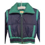 U - Vintage Rosalie Blue and Green Puffer Jacket with Elastic Waist