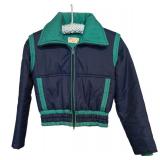 U - Vintage Rosalie Blue and Green Puffer Jacket with Elastic Waist