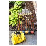 G - Vintage Croquet Set and Bocce Ball Set with Carrying Case