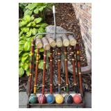 G - Vintage Croquet Set and Bocce Ball Set with Carrying Case