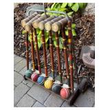 G - Vintage Croquet Set and Bocce Ball Set with Carrying Case